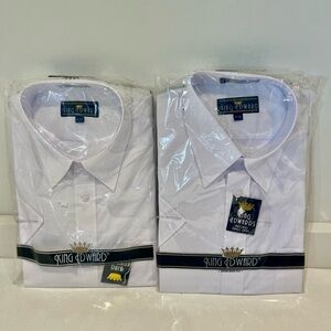 Set of 2 New KING EDWARD’S White TAILORED DRESS SHIRTs 16 - 16 1/2